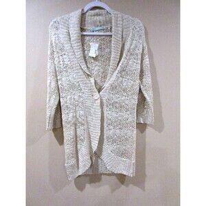 New Maurices Cardigan Crochet Women XL Beige Extended Length MSRP 34.00